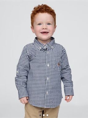 GAP Navy & White Gingham Button-Up Shirt
